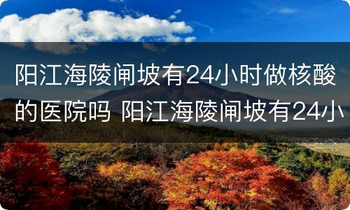 阳江海陵闸坡有24小时做核酸的医院吗 阳江海陵闸坡有24小时做核酸的医院吗