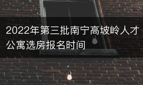 2022年第三批南宁高坡岭人才公寓选房报名时间