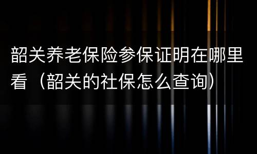 韶关养老保险参保证明在哪里看（韶关的社保怎么查询）