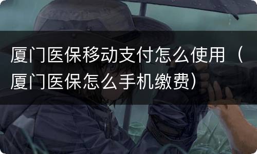 厦门医保移动支付怎么使用（厦门医保怎么手机缴费）