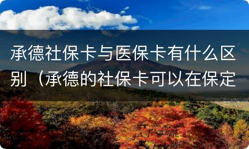 承德社保卡与医保卡有什么区别（承德的社保卡可以在保定用吗）
