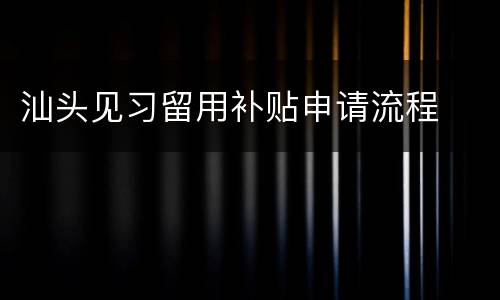 汕头见习留用补贴申请流程