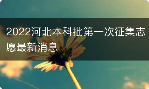 2022河北本科批第一次征集志愿最新消息