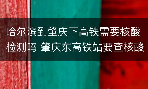 哈尔滨到肇庆下高铁需要核酸检测吗 肇庆东高铁站要查核酸吗