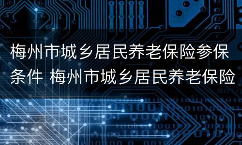 梅州市城乡居民养老保险参保条件 梅州市城乡居民养老保险参保条件有哪些