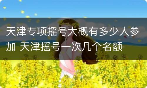 天津专项摇号大概有多少人参加 天津摇号一次几个名额