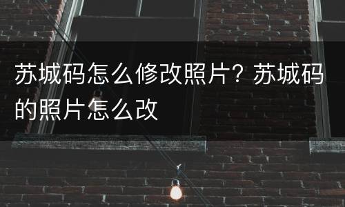 苏城码怎么修改照片? 苏城码的照片怎么改