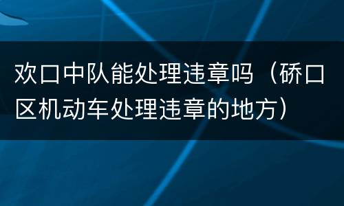 欢口中队能处理违章吗（硚口区机动车处理违章的地方）