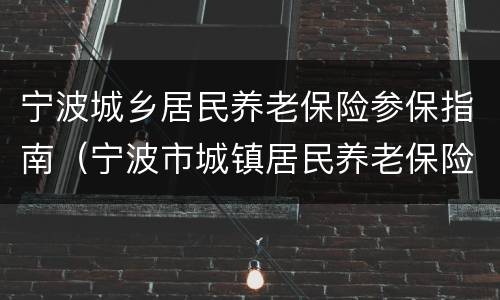 宁波城乡居民养老保险参保指南（宁波市城镇居民养老保险）