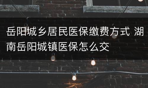 岳阳城乡居民医保缴费方式 湖南岳阳城镇医保怎么交