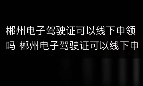 郴州电子驾驶证可以线下申领吗 郴州电子驾驶证可以线下申领吗多少钱