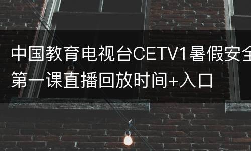 中国教育电视台CETV1暑假安全第一课直播回放时间+入口