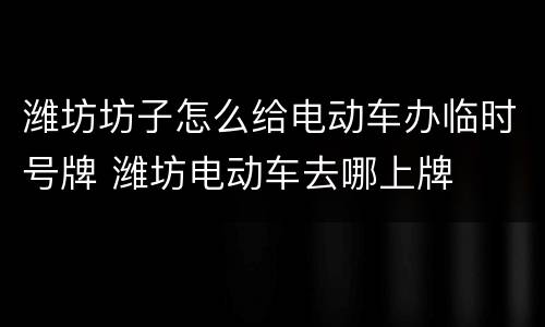 潍坊坊子怎么给电动车办临时号牌 潍坊电动车去哪上牌