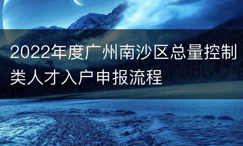2022年度广州南沙区总量控制类人才入户申报流程