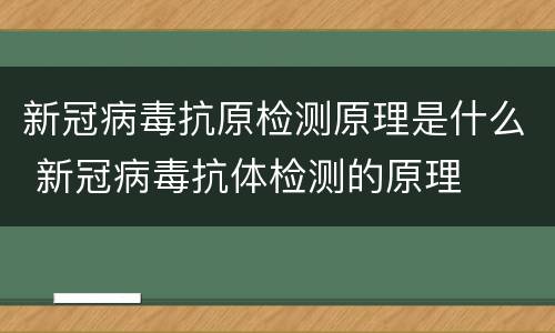 新冠病毒抗原检测原理是什么 新冠病毒抗体检测的原理