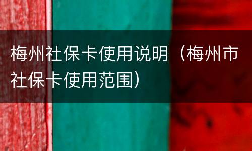 梅州社保卡使用说明（梅州市社保卡使用范围）