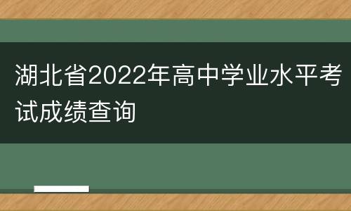湖北省2022年高中学业水平考试成绩查询