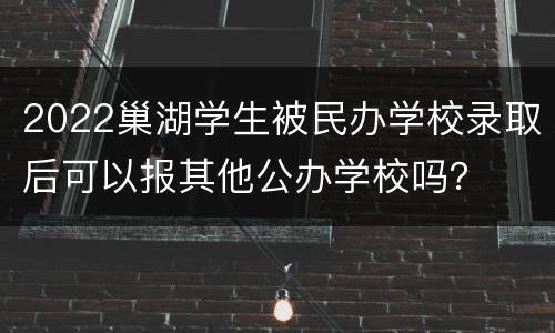 2022巢湖学生被民办学校录取后可以报其他公办学校吗？