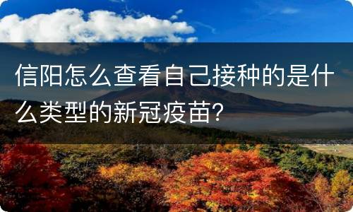 信阳怎么查看自己接种的是什么类型的新冠疫苗？