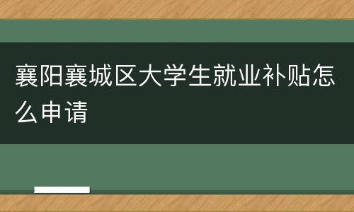 襄阳襄城区大学生就业补贴怎么申请