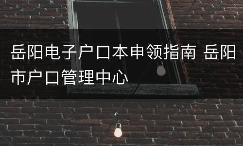 岳阳电子户口本申领指南 岳阳市户口管理中心