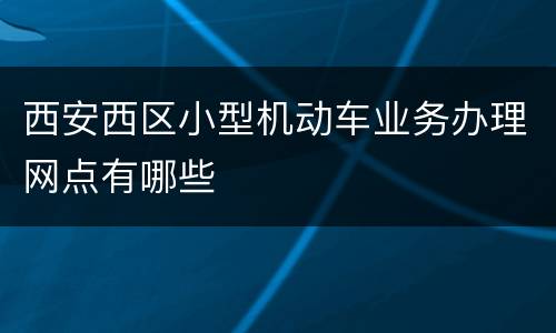 西安西区小型机动车业务办理网点有哪些