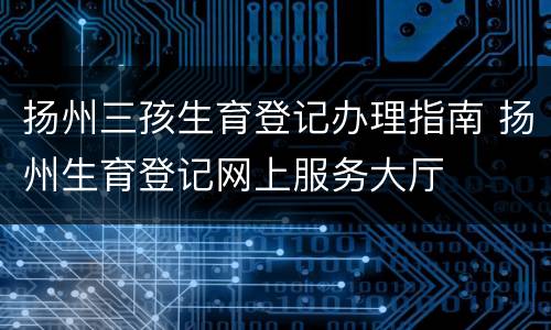 扬州三孩生育登记办理指南 扬州生育登记网上服务大厅
