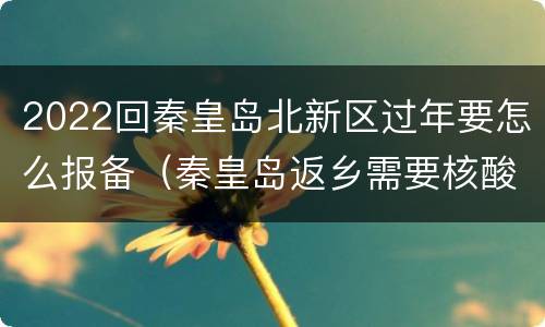 2022回秦皇岛北新区过年要怎么报备（秦皇岛返乡需要核酸检测吗）