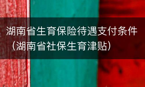 湖南省生育保险待遇支付条件（湖南省社保生育津贴）