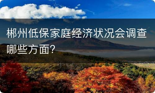 郴州低保家庭经济状况会调查哪些方面?