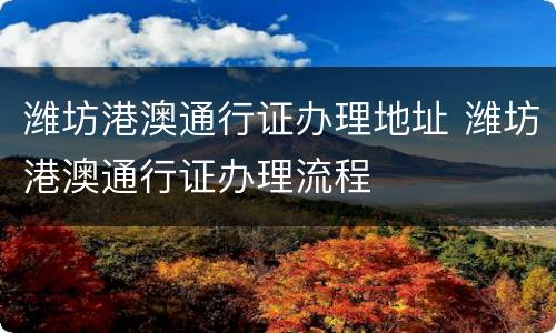 潍坊港澳通行证办理地址 潍坊港澳通行证办理流程