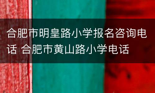 合肥市明皇路小学报名咨询电话 合肥市黄山路小学电话