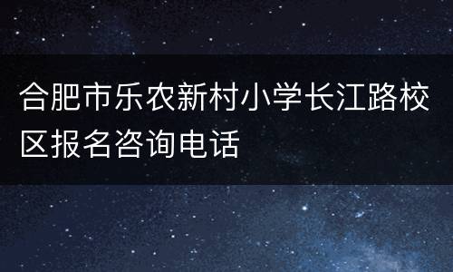 合肥市乐农新村小学长江路校区报名咨询电话