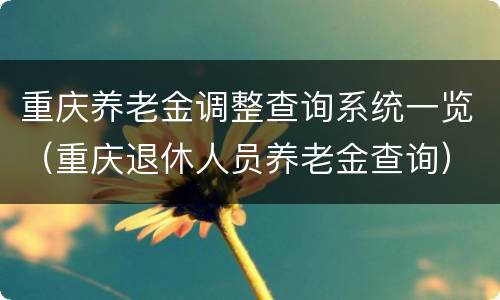 重庆养老金调整查询系统一览（重庆退休人员养老金查询）