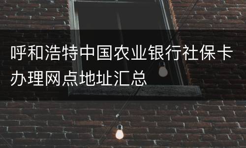 呼和浩特中国农业银行社保卡办理网点地址汇总