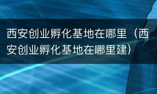 西安创业孵化基地在哪里（西安创业孵化基地在哪里建）