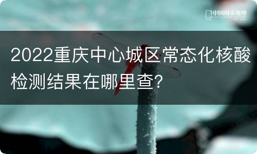 2022重庆中心城区常态化核酸检测结果在哪里查？