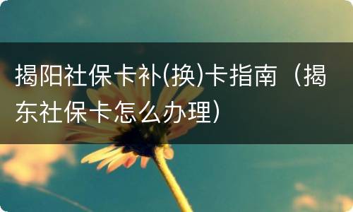 揭阳社保卡补(换)卡指南（揭东社保卡怎么办理）