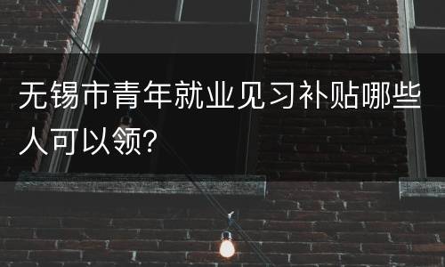 无锡市青年就业见习补贴哪些人可以领？