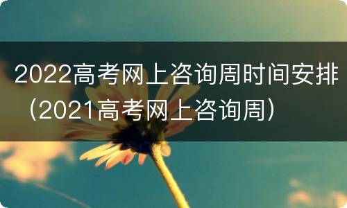 2022高考网上咨询周时间安排（2021高考网上咨询周）