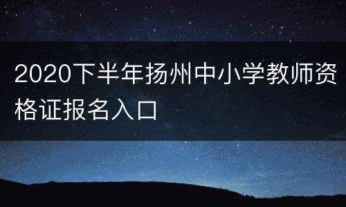 2020下半年扬州中小学教师资格证报名入口