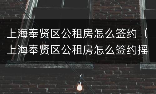上海奉贤区公租房怎么签约（上海奉贤区公租房怎么签约摇号）