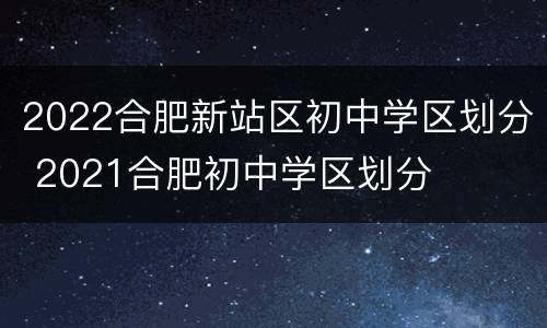 2022合肥新站区初中学区划分 2021合肥初中学区划分