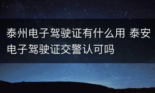 泰州电子驾驶证有什么用 泰安电子驾驶证交警认可吗