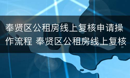 奉贤区公租房线上复核申请操作流程 奉贤区公租房线上复核申请操作流程图