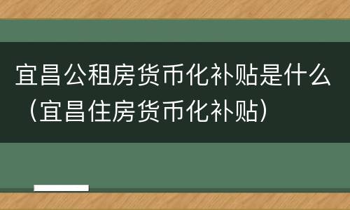 宜昌公租房货币化补贴是什么（宜昌住房货币化补贴）