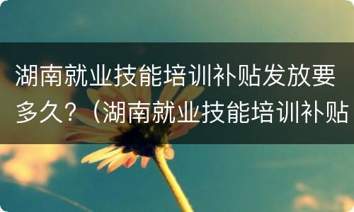湖南就业技能培训补贴发放要多久?（湖南就业技能培训补贴发放要多久到账）