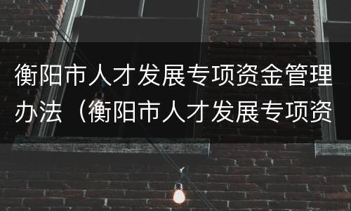 衡阳市人才发展专项资金管理办法（衡阳市人才发展专项资金管理办法最新）