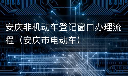 安庆非机动车登记窗口办理流程（安庆市电动车）