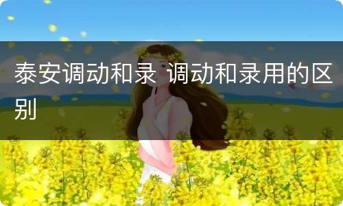 泰安调动和录 调动和录用的区别